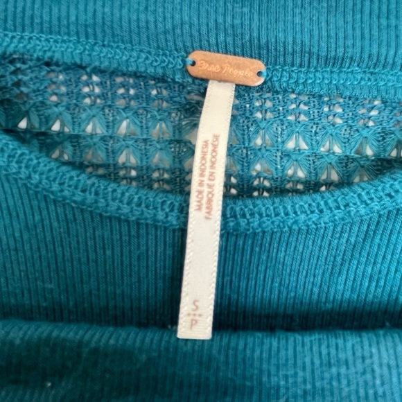 Free People Teal Off-the-Shoulder Sweater - Picture 4 of 10